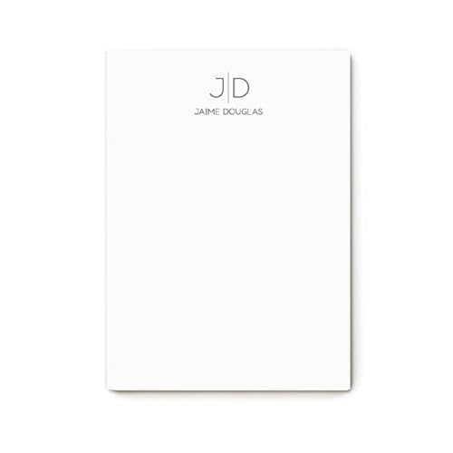 Professional Personalized Notepads - Small Notepad 5x7 w/ 50 Printed Sheets  Monogrammed Personalized Stationery Customizable Up to 8 x 10  Simple & Classy Desk Supplies  Thin Line Notepad