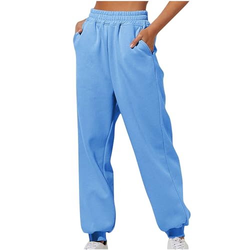 Lightning Deals of Today Clearance Warehouse Womens High Waisted Sweatpants with Pockets 2023 Fall Y2k Jogger Pants Baggy Lounge Trousers Cinch Bottom Sweatpants