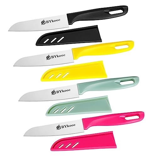 BYkooc Paring knife 8 pieces Paring Knives (4PCS Peeling Knives and 4PCS Knife Sheath), Ultra Sharp Vegetable and Fruit Knife,German Steel Small Kitchen Knife with PP Plastic Ergonomic Handle