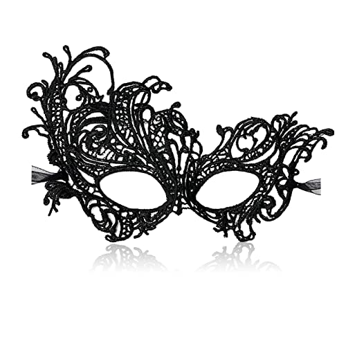 Erythem Masquerade Mask for Women,Elegant Women Venetian Lace Masquerade Mask for Halloween Mardi Gras Costume Party, Fit for Adult (Mysterious Goddess-Black)