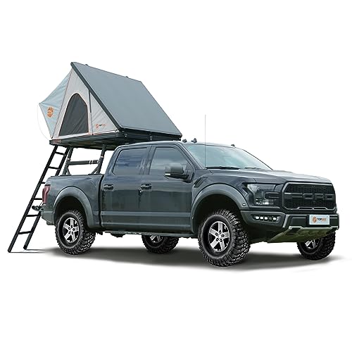 TOPBEE Hard Shell Rooftop Tent for Camping, Roof Tent with Double Skylight With LEDOutdoor Pop Up Waterproof for SUV, Truck, JeepCar Roof Tent for 1-2 Person