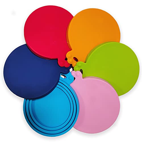 RARISSIME 6 Pack Can Lids Cover for Pet Food,Dog Cat Can Covers Lid Fit All Standard Size,BPA Free and Dishwasher Safe Silicone Can Cap Tops for Pet Food Storage (multicolor)