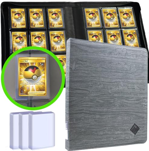 5TH SENCE Toploader Binder | Holds 252 Toploaders | 25 Toploaders INCLUDED | 9-Pocket Top Loader Binder | Ringless Double-Sided Pockets | Top loader Binders for TCG,Sports | Premium Top Loader Storage