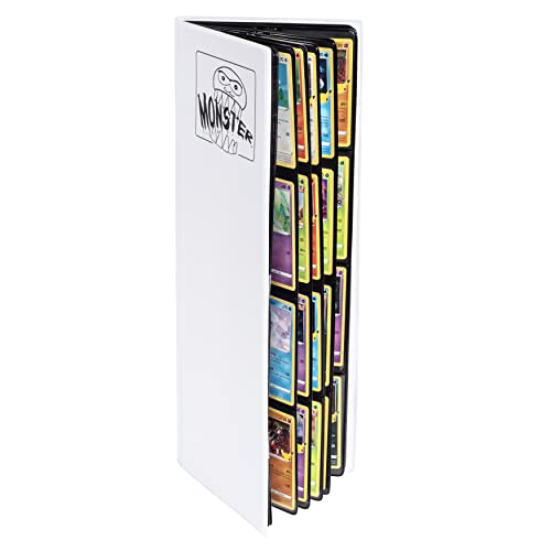 Monster Tower Binder -20 Side Loading Padded Pages that hold 320 cards -Compatible with Yugioh, Magic The Gathering & Pokemon -Unique Trading Card Album with 8 pocket(2 x 4)Configuration - Matte White