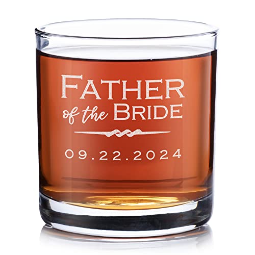 Lifetime Creations Personalized Father of the Bride Whiskey Glass 10.5 oz - Engraved Old Fashioned Rocks Glass Wedding Gift for Dad, Scotch Glass, Dishwasher Safe