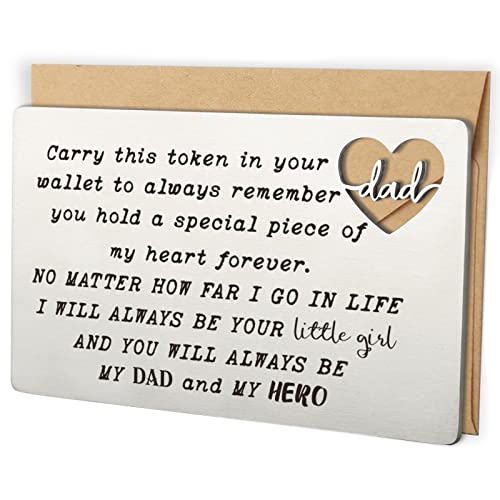 YODOCAMP Dad Gifts From Daughter, Dad Engraved Wallet Card Inserts, Birthday Father's Day Thanksgiving Christmas Valentines Gifts Card for Dad Father Papa