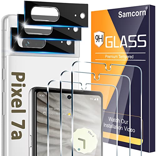 [3+3 Pack] Glass Screen Protector for Google Pixel 7a, 9H Tempered Glass, Ultrasonic Fingerprint Compatible, HD Clear Case Friendly for Google Pixel 7a 5G Glass Screen Protector