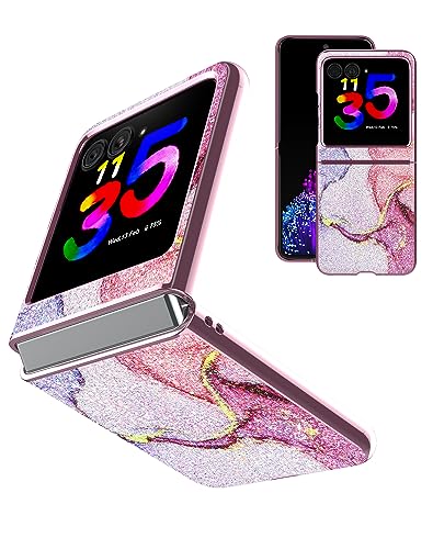 Suzii Case for Motorola Razr Plus 2023,Thin Slim Fit PC with Non-Slip Lightweight,Cute Bling Diamond Glitter Girly Design,Cell Phone Cover for Moto razr+2023 (Pink)