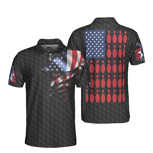 HYPERFAVOR Smart Bowling Polo Shirts for Men- Bowling Shirt for Men - Funny Bowling Polo Short Sleeve- Mens Bowling Dri Fit Apparel