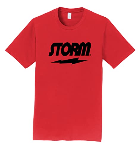Logo Infusion Red T-Shirt 100% Cotton - Storm Bowling - Black Storm Logo - Design 00BC (2XL)