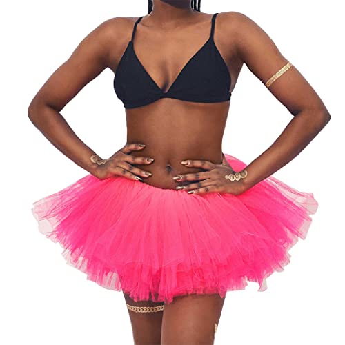 Victray Women Ballet Dance Skirt Tulle Tutu Skirts Layered Tutu Skirt Party Rave Tutus Festival Costume (Rose)