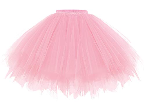 Adult Pink Tutu Skirts for Women,Tutu Layered Tulle Tutu Skirt Ballet Bubble Dance Party Halloween Tutu Costume Pink L