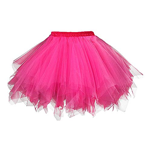 Smile Fish Women's Hot Pink 80s Tutu Skirts Tulle Costume Halloween (Hot Pink,S)