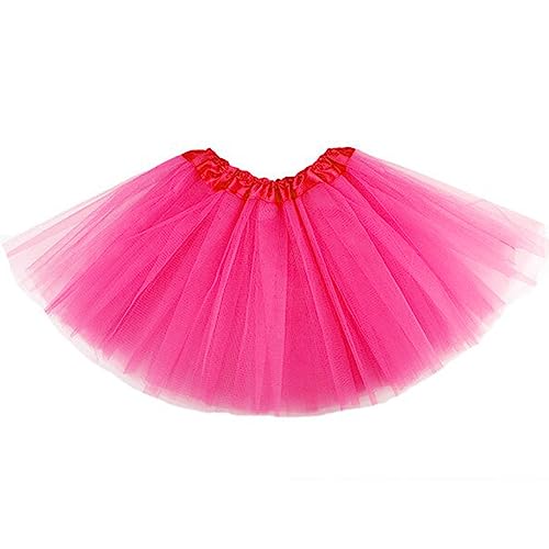 TWINKLEDE Women's Tulle Tutu Skirt Classic Elastic Layered Ballet Tutu Skirts for Women and Girls (A Hot Pink)