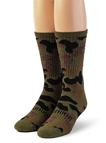 WARRIOR ALPACA SOCKS - Alpaca Wool Heavy-Duty Hunting Camouflage Socks for Men & Women, Terry Lined (Medium, Woodland Camo)