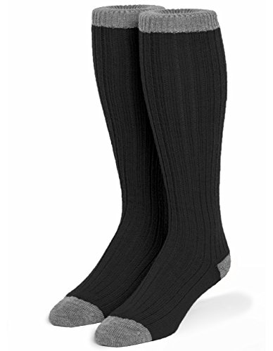 WARRIOR ALPACA SOCKS - Unisex Colorblock Long John Alpaca Wool Socks (Large, Black/Gray)