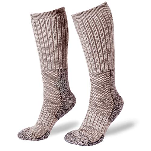 Alpaca Wool Socks for Men & Women - Heavyweight Extra Thick Warm Therma Crew Winter Outdoor Hunting Boot Socks (Medium, Brown)