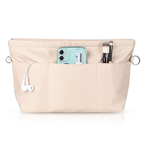 Sightor Handbag Organizer Nylon Purse Organizer Insert Bag Tote Shaper Bag in Bag(Beige, Medium)