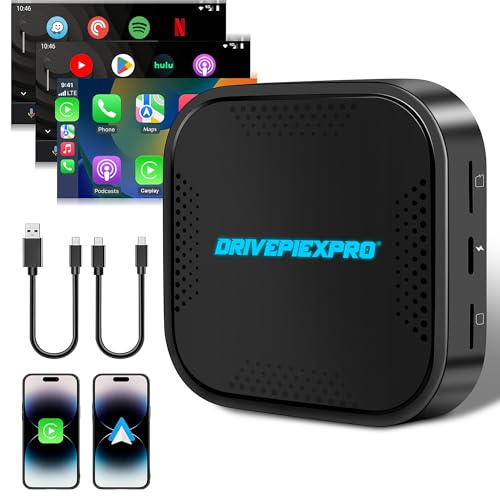 Driveplexpro Wireless Carplay Adapter for Apple, Carplay Wireless Adapter Magic Box 2.0, Support Navigation and Stream Media to Car & TV, Wireless Carplay Adapter for OEM Wired CarPlay Car(4+64GB)