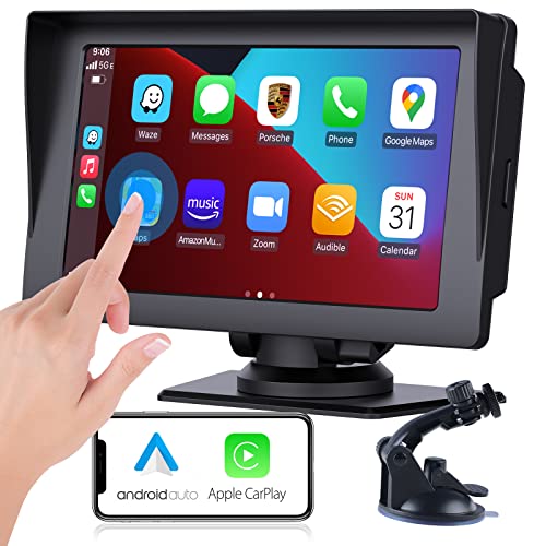 LAMTTO Wireless Apple Carplay Car Stereo with Car Bluetooth,Portable 7 Inch Apple Car Play Touch Screen Sync GPS Navigation for Car,Car Audio Receivers for Android Auto,Siri,FM,Screen for All Vehicle
