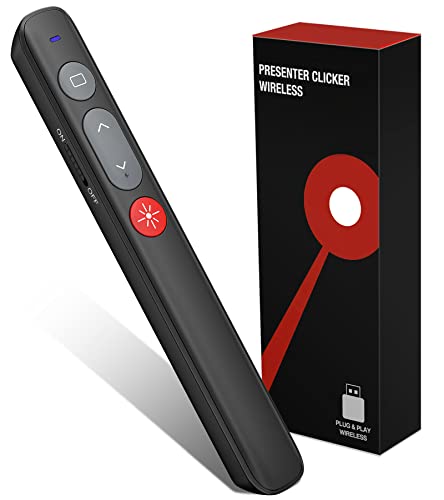 Presentation Clicker Remote Laser Pointer Cat Toy, Wireless Presenter Remote Presenter Clicker USB Control for PowerPoint Presentations, PPT Clicker Remote with Red Light Laser Pointer for Cats Dogs