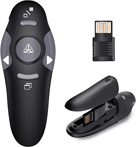 Wireless PowerPoint Presentation Clicker Remote, Laser Pointer Presenter for Presentations, PPT Slide Clickers with Lazer Pointer, PowerPoint Clicker for Mac, Office/Classroom Laptop Slides Advancer