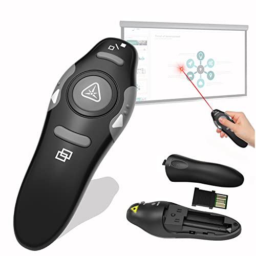 GIVEUBED Wireless Presenter with Red Laser Pointer,RF 2.4GHz USB Presentation Clicker Remote Slide Advancer PPT Keynote Controller for Office Classroom Meeting Teaching Speech,Universal