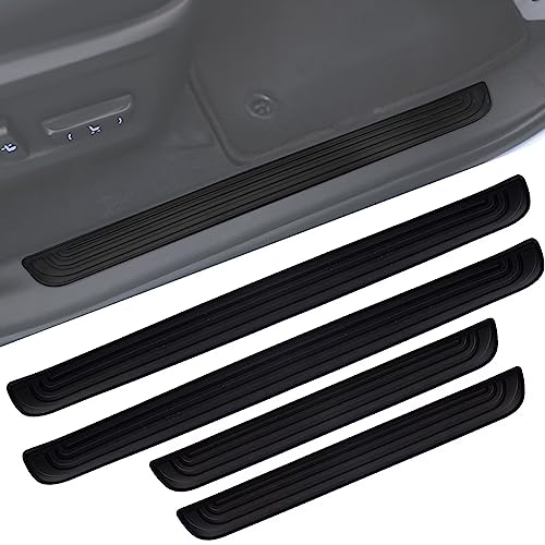 SINGARO Car Door Threshold Protection, 4PCS Door Edge Step Dust Shield Cover, Door Width 23.6x2.36inch Car/SUV Universal Rubber Scratch Resistant Exterior Accessories (Black)