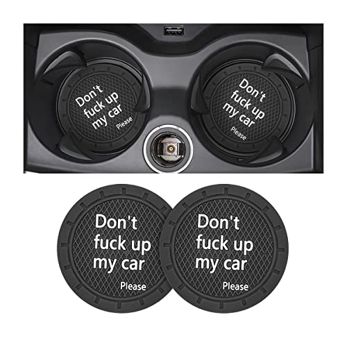8sanlione 2 Pack Car Cup Holder Coasters, 2.75 Inch Non-Slip PVC Insert Cup Coaster, Anti-Scratch Auto Cup Mats for Women Men, Vehicle Interior Accessories Universal for Car, SUV, Truck (D Black/2PCS)