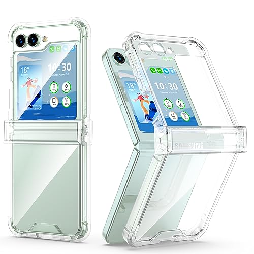 Designed for Galaxy Z Flip 5 Case with Hinge Protection,Samsung Flip 5 Full Cover Shockproof Slim Phone Protection Case Clear for Z Flip 5 5G(2023)-Clear