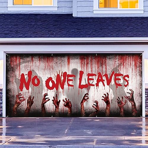 Halloween Garage Door Banner Cover Decorations, 6 x 13 ft Double Garage Door Cover Halloween Outdoor Decorations Ghost Bloody Hand Halloween Decor Halloween Party Decorations