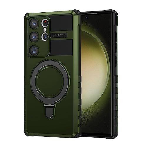 THMEIRA Samsung Galaxy S23 Ultra Magnetic Case [Compatible with MagSafe] Samsung Galaxy S23 Ultra Case with Ring Kickstand, Military Grade Heavy Duty Case for Samsung S23 Ultra, Green