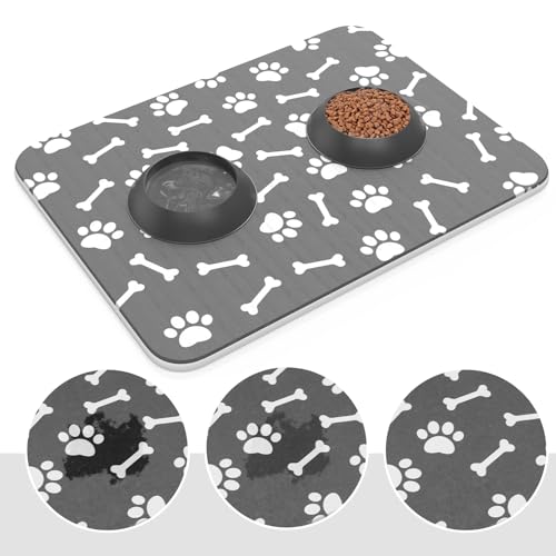 Stone Dog Cat Mat for Food and Water, Fast Drying Water Absorbing Diatomaceous Earth Pet Feeding Mat Dog Cat Dish Mat for Water Bowl, Diatomite Cat Bowl Mats Pet Placemat for Floors