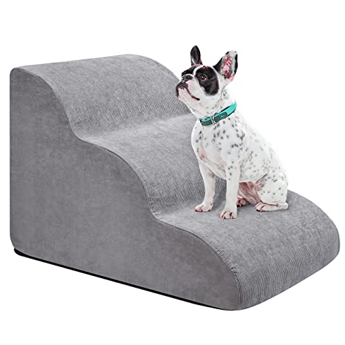 Dog Stairs 3 Layers for Beds Or Couches,16 High Dog Stairs for Small Dogs 3 Layers, Extra Wide Deep Dog Stairs, Soft Foam Dog Steps, for Injured Dogs Older Pets Dogs and Cats with Joint Pain