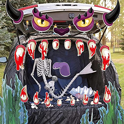 YNOUU Halloween Decorations car Trunk,Door Archway Monster Face with Eyes, Nostrils & Teeth Included Double Side Adhesive Tapes Decoration Props Supplies