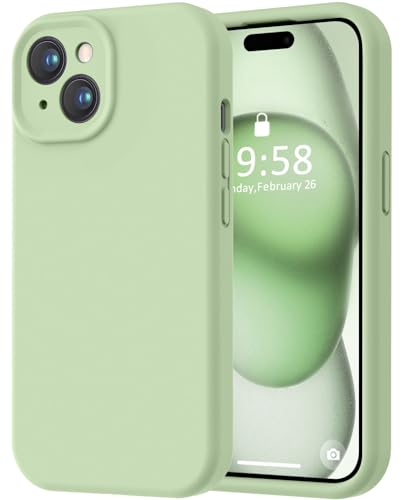 LOVE 3000 Compatible with iPhone 15 Case, [Smooth Silicone Full Coverage Camera] [8ft Drop Protection], Soft Microfiber Lining Full Body Protective Case for iPhone 15 6.1 inch - Matcha