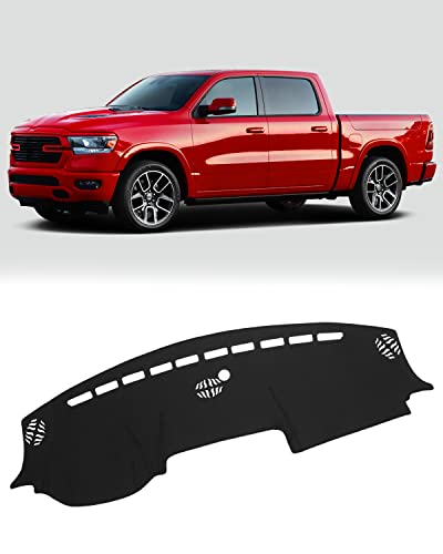 FIILINES Compatible with Dash Cover 2019-2023 Dodge Ram 1500 2500 3500 Dashboard Mat Cover Sunshade Nonslip Mesh Protector No Glare