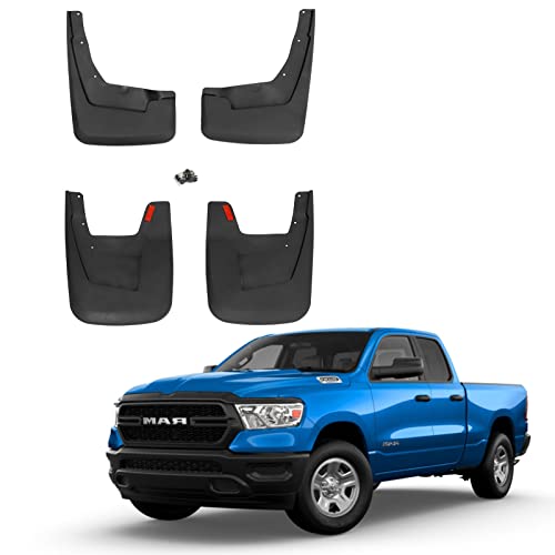 RMOURTEKK Premium Mud Flaps Compatible with Dodge Ram 2019-2023 Ram 1500 (New Body Style) Without OEM Fender Flares Custom Front and Rear Mud Guard Set (4pcs-Set)