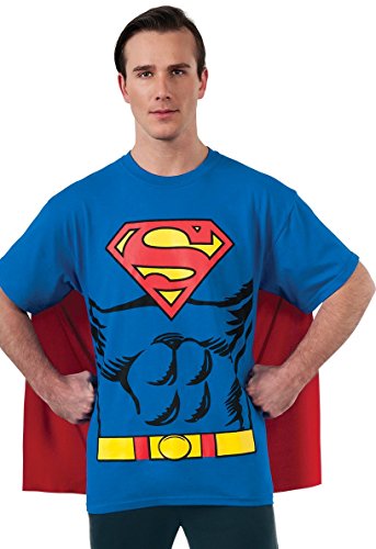 Rubie's mens Dc Comics Men's Superman T-shirt With Cape Costume Top, Blue, Large US