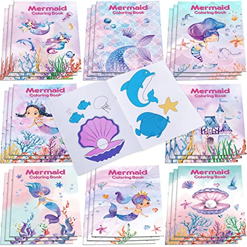 24 Pcs Mermaid Coloring Books Party Favor For Kids Under The Sea Coloring Book Set Sea Life Mini Small Color Booklets Goodie Bag Stuffers Gifts Girls Teens Toddlers Classroom Activity