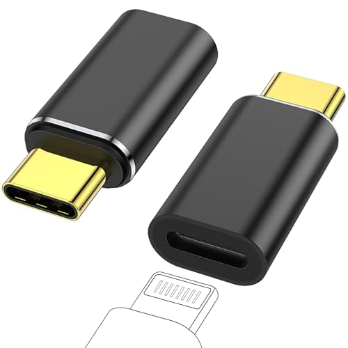 Jadebones USB C Male to Lightning Female Adapter (2 Pack), PD Fast Charging&Data Transfer for iPhone 15/15 Plus/15 Pro/15 Pro Max,iPad Air,Other Type C Device, Black