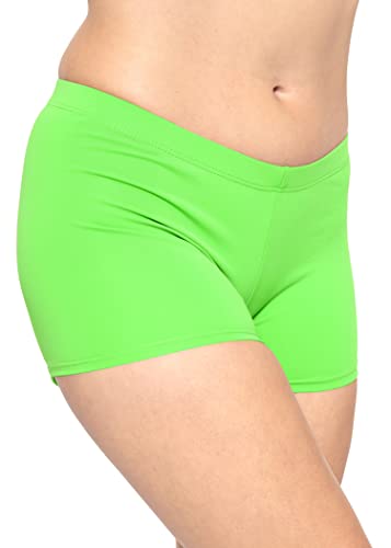 Stretch is Comfort Women's Nylon Booty Shorts Neon Lime Small