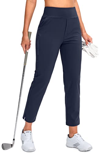 YYV Women's Golf Pants Stretch Work Ankle Pants High Waist Dress Pants with Pockets for Yoga Business Travel Casual(Navy Small)