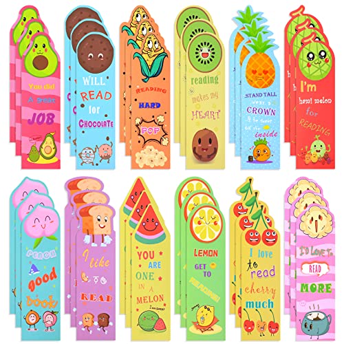 Bookmarks, Cute Bookmarks, Fruit Scented Bookmarks for Kids, Fun Bookmarks for Book Lovers, Students, Teens, 12 Styles (36 Pieces)