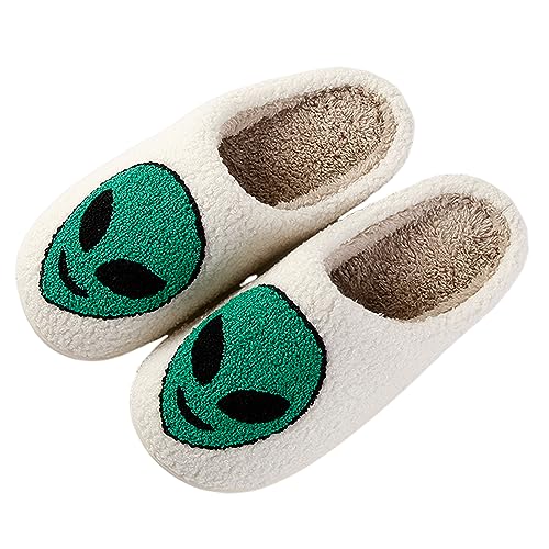 Skull Ghost Slippers Alien Face Slippers Evil Eye Slippers for Women Men Novelty Merch Soft Plush Trendy Slip-On House Shoes Face 41/42