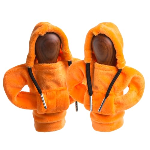 ECDREAM 2Pcs Gear Shift Hoodie,Car Shift Knob Hoodie,Funny Sweater Hoodie for Gearshift, Orange Automotive Interior Accessories