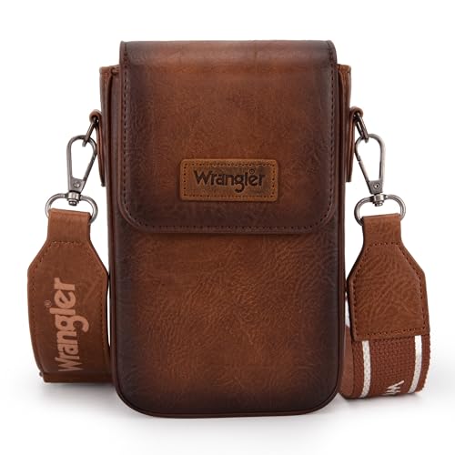 Wrangler Small Crossbody Bags for Women Cell Phone Purse Crossbody Western Cellphone Wallet Bag with Back Credit Card Slots WG118-204BR