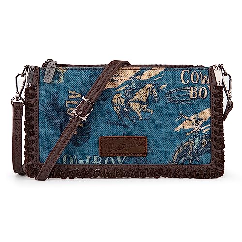 Wrangler Wallet Purses for Women Small Crossbody bags Canvas Boho Cross Body Clutch Purse Western Vintage Cowgirl Southwest Rodeo WG60-181JN