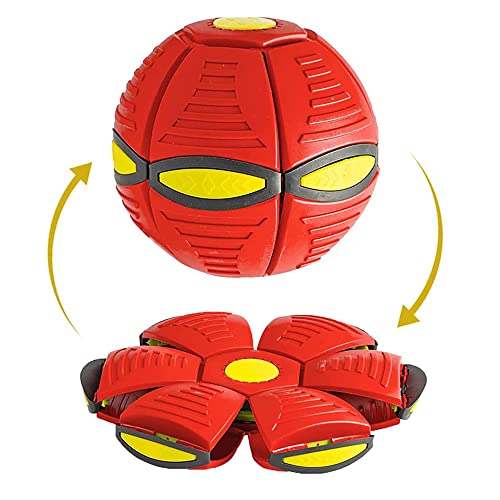Flying Saucer Ball, Pet Toy, Outdoor Flying Saucer Ball for Dogs, Deformation Rebound Ball Stomp Ball, Magic UFO Ball (red)