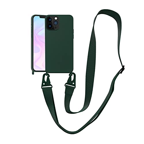 VooDirop Compatible with iPhone 15 Pro Max Case with Lanyard Crossbody iPhone Case with Strap Adjustable Shockproof Drop Protection Silicone Phone Cover for iPhone 15 Pro Max 6.7 Midnight Green